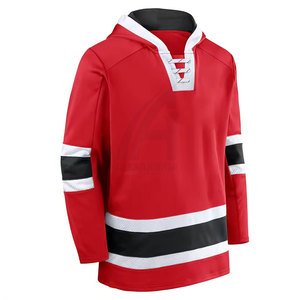 Sudadera con Capucha de Hockey sobre Hielo Roja, Manga Larga, a Rayas, Absorbente de Humedad, Prenda Masculina de Corte Regular con Estampado Sublimado - Product Image 1