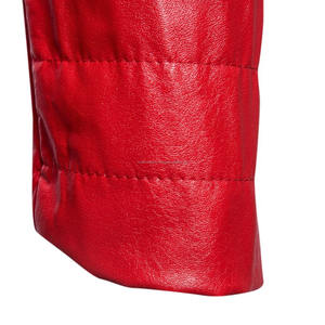 Veste de moto décontractée en similicuir pour homme avec fermeture éclair, col montant et poche, style blouse bombardier pour homme - Product Image 6