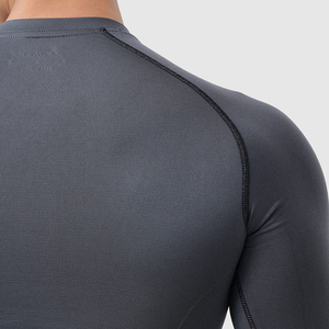 Haut de compression sans couture à manches longues pour homme, séchage rapide, en Spandex et Polyester, pour le sport, gris - Product Image 5