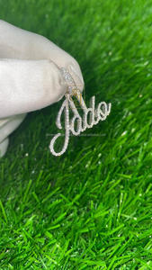 Wholesale Unisex JADO Letter <b>Pendant</b> 14K <b>Solid</b> <b>Gold</b> Brilliant Cut VVS Moissanite Diamond DEF Custom Trendy Birthday Gift for her - Product Image 2