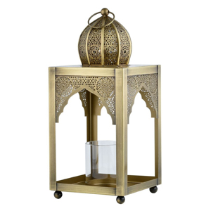Factory Selling Metal & Glass Square Shape Home Decor <b>Lantern</b> made of durable metal for indoor & outdoor use in <b>Gold</b> Finish - Product Image 1