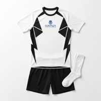 Conjunto de Camiseta de Fútbol Personalizada, Camiseta Deportiva de Manga Corta Raglán, Pantalones Cortos, Impresión Digital, Bloques de Color, Uniforme de Equipo, 100% Poliéster
