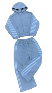 Conjunto Deportivo de Moda, Ropa Deportiva para Exteriores, Sudadera con Capucha y Cremallera, Manga Larga, Bloques de Color Azul y Negro, Conjunto Informal para Entrenamiento - Product Image 4