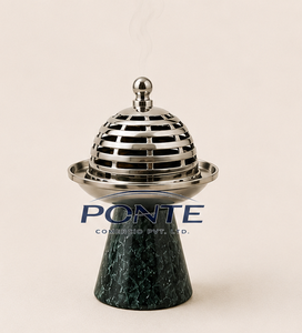 Quemador de Incienso de Acero Inoxidable de Lujo con Base de Mármol Verde, Porta Incienso Árabe Decorativo para el Hogar, Aroma y Regalos de Ramadán - Product Image 3
