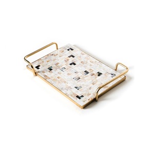 Bandeja Rectangular de Resina y Madera Hecha a Mano Imperial Crafted Home, Plato Decorativo Geométrico Moderno para Servir Alimentos con Asa para el Hogar - Product Image 4