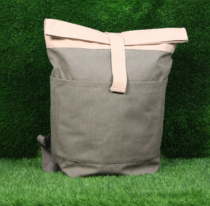 Eco Friendly Roll Top Cooler Bag Cotton Insulated Tote Backpack Reusable Grocery Travel Bag - Product Image 3