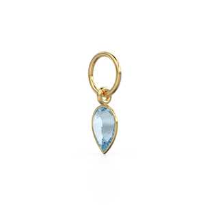 Pendentif en or massif avec aquamarine en forme de poire, minimaliste, petit, empilable, bijoux fins, pierre de naissance de mars, pierre précieuse bleue pour votre style - Product Image 4