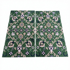 Alfombra Persa de Lana Verde, Tejida a Mano, con Diseño Impreso, Antideslizante, de Pelo Medio, Rectangular, en Conjunto con Alfombras de Látex - Product Image 2