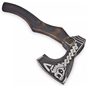 Tomahawk Vikingo Raven, Hecho a Mano, Mango de Madera de Palisandro, Hoja de Acero al Carbono, para Camping, Caza, Bricolaje, Personalizable, con Funda de Cuero - Product Image 1