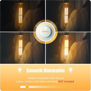 Lampadine LED Vintage Edison Dimmerabili da 8.9 Pollici, Attacco E26, 6W 800LM 2700K Bianco Caldo, T10 T9 AC 120V, Equivalente a 80 Watt, in Vetro Trasparente - Product Image 6