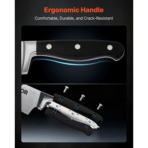 15-Piece High Carbon Stainless Steel Kitchen <b>Knife</b> Set with Block <b>Sharpener</b> Crack-Resistant Cutlery - Product Image 5