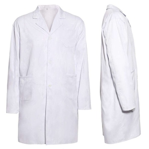 เสื้อกาวน์แล็บผ้าฝ้ายผสมโพลีเอสเตอร์สีขาวสำหรับทุกเพศ ยี่ห้อ WARPRO INDUSTRY แบบสวมใส่ในโรงพยาบาล แขนยาว ปิดด้านหน้า มีกระเป๋า ดีไซน์แบบมีเข็ม - Product Image 4