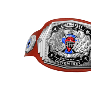 Cinturón de Campeonato Deportivo con Correa Roja, Alas y Placa Plateada para Trofeos y Premios Personalizados - Product Image 3