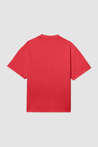 T-shirt Homme Oversize Rouge Col Rond Manches Courtes Décontracté Couleur Unie 100% Coton Écologique Coupe Confortable - Product Image 2