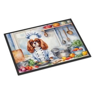 Cavalier Spaniel the Chef Felpudo Antideslizante Lavable Low Pile 24H X 36W Alfombra de entrada interior y exterior para puerta Delantera - Product Image 1