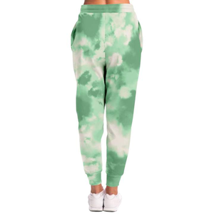 Pantalon de jogging pour femme, vert, imprimé tie-dye, respirant, à taille élastique, confortable, décontracté, style loungewear pour maman, longueur intégrale, en maille - Product Image 4