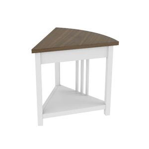 Scrivania ad Angolo Bianca e in Legno con Ripiani Portaoggetti, Tavolino Laterale a Forma di Ventaglio per Ufficio Domestico, Tavoli Console per Spazi Ristretti - Product Image 1