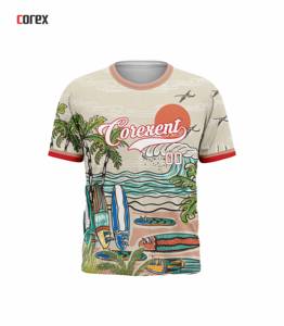 เสื้อเชิ้ตคอเร็กซ์แขนสั้นพิมพ์ลายทรอปิคอลสำหรับผู้ชาย พร้อมดีไซน์ฮาวาย คอกลมแบบปกติ - Product Image 1