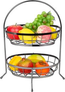 Canasta de Frutas de Metal Negra de 2 Niveles para Encimera, Canastas Desmontables para Almacenamiento de Verduras, Venta al Por Mayor - Product Image 2