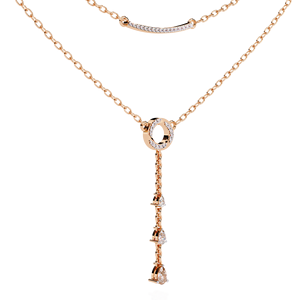 Collar en Y de Dos Piezas con Barra Sonriente y Gota de Pera en Oro Rosa de 10K, 14K y 18K - Product Image 1