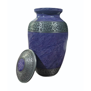 Urna de Cremación con Diseño de Hoja, Urna Grande Azul para Cenizas Humanas, Recipiente Conmemorativo para Cenizas de Seres Queridos, Urna Funeraria Metálica - Product Image 2