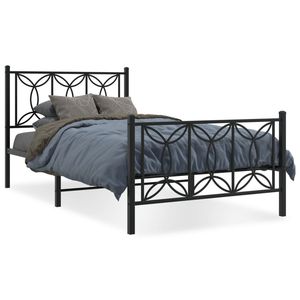 Base de Cama Doble Moderna de Acero Negro, Diseño Rectangular, Cama de Metal - Product Image 1