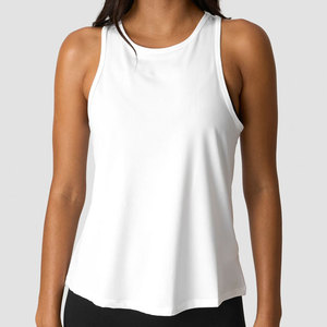 Camiseta sin mangas de talla grande con elástico en cuatro direcciones, 80% poliéster 20% elastano, corte largo con dobladillo curvo, para gimnasio y deportes activos, venta al por mayor - Product Image 1