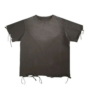 เสื้อยืด 280GSM ผ้าฝ้าย 100% คุณภาพสูง ทรงโอเวอร์ไซส์ ไซส์พลัส ไหล่ตก ดีไซน์ดิสเทรส - Product Image 2