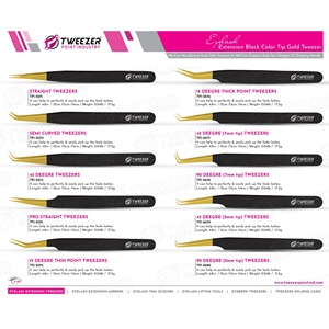 Pince à cils anti-magnétique à pointe poudrée pour extensions de cils individuels en faux vison, courbés et volumineux, outils de greffage - Product Image 6