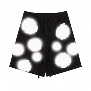 Collection de Marque Tendance Décontractée pour Hommes : Ensemble de Shorts Courts Unis Taille Mi-Haute 100% Coton avec Cordon de Serrage pour Impression en Relief - Product Image 1