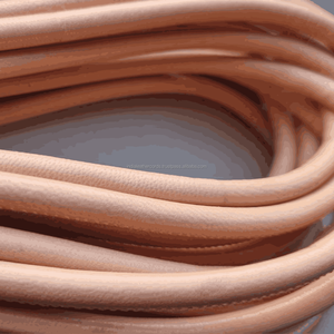 Bracelet en cuir rond cousu sur mesure de haute qualité, avec cordon en cuir, bijoux, émeraude, plaqué argent 925, sangle flexible et résistante - Product Image 1