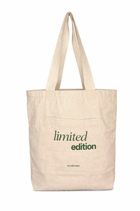Sac de plage pliable léger en toile de coton premium pour femme, sac à bandoulière/bandoulière décontracté avec broderie et fermeture éclair - Product Image 1
