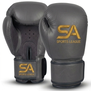 Black PU Boxing Gloves <b>Velcro</b> Wrist <b>Strap</b> for Sparring - Product Image 6