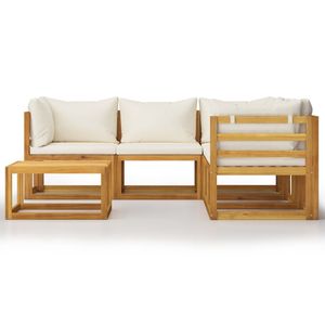 Set Lounge da Giardino Modulare in Legno di Acacia Crema - Product Image 3