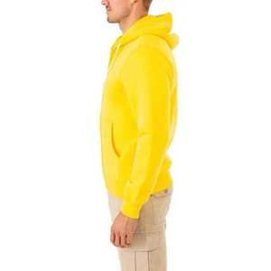 Sudadera con capucha amarilla para hombre, con cremallera completa, lisa, informal, de manga larga, con bolsillos. - Product Image 4