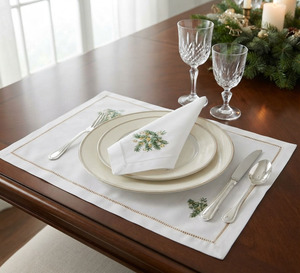 Ensemble de napperons et serviettes de table en coton blanc brodé, motif sapin de Noël, lavable, pour la maison et les fêtes, vente en gros sur mesure - Product Image 3