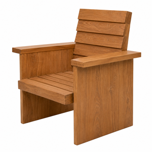 Chaise de jardin moderne en bois massif, confortable, durable, écologique, avec dossier étagé en teck pour salon et parc - Product Image 2