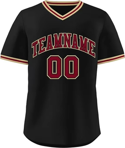 High Quality <b>Baseball</b> Jersey 100%Polyester Breathable V Neck Short Sleeve Sports Shirt Lightweight Practice Club Team Jersey - Product Image 5