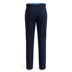 Pantalon décontracté pour homme en toile bleu foncé, séchage rapide, léger, taille élastique, coupe droite, taille mi-haute, coupe ajustée - Product Image 2