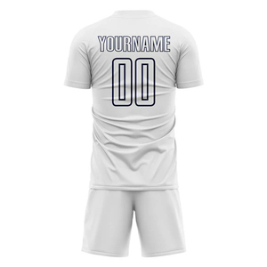 Premium Custom White Navy <b>Soccer</b> Uniform Jersey Personalized Name Number Printing 100% Polyester Moisture-wicking Uv Protection - Product Image 4
