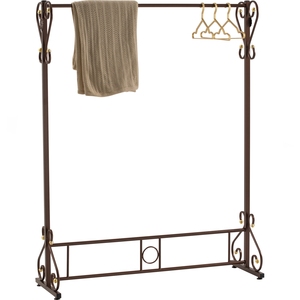 Perchero Metálico Marrón Antiguo, Soporte Independiente para Ropa con Barra para Colgar y Ganchos de Esquina para Dormitorio - Product Image 5
