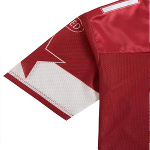 Camiseta de fútbol americano de malla roja para niños, manga corta, cuello redondo, transpirable, número 91, ropa para todas las estaciones - Product Image 4