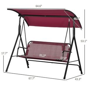 "3-Person Porch Swing with Stand Patio Swing for Comfortable Outdoor Seating Adjustable Tilt Canopy Bench Style" - Product Image 3