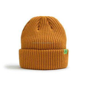 Custom Logo Adult Unisex Double Layer 100% <b>Wool</b> Striped Satin Lined Knit <b>Beanie</b> Hat Adjustable Warm Thick Winter Daily Cuffed - Product Image 5