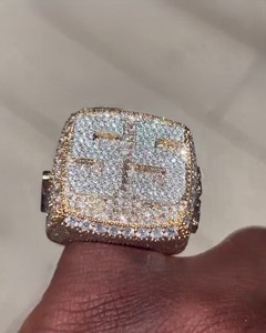 Men's 18K <b>Gold</b> Plated Diamond Pave <b>Cocktail</b> <b>Ring</b> Number 55 Hiphop Style Everyday Wear - Product Image 1