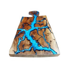 Planche à découper en bois et résine époxy River Resin, rectangulaire, faite à la main, durable, pour la cuisine - Product Image 2