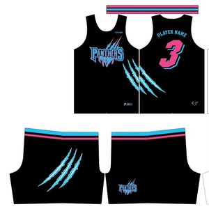 Conjunto de Camiseta de Voleibol Sublimada Reversible con Cuello Redondo de los Panthers, Negro, Rosa, Azul, Claws, Absorbe la Humedad, Unisex, Ajuste Atlético para Adultos - Product Image 1