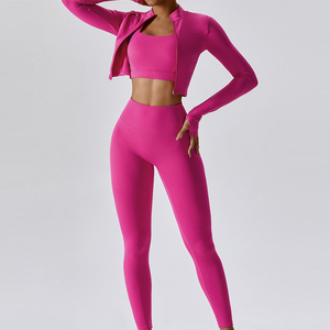 Ensemble de yoga pour femmes de haute qualité, léger, 3 pièces, pour le fitness, design personnalisé, en gros - Product Image 3