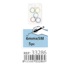 Nastro adesivo ILAN 6mmx5M 5 pezzi colori Morandi per lavori manuali ed etichettatura - Product Image 1