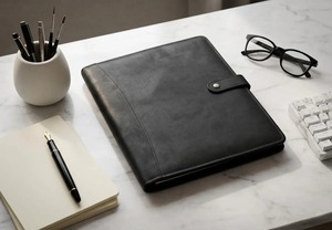 Leather Portfolio Organizer Professional Business <b>Document</b> <b>Folder</b> Card Holder Resume Folio Writing Pad Holder for Office& <b>Travel</b> - Product Image 2